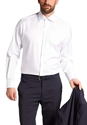 eterna Long Sleeve Shirt MODERN FIT Cover Shirt Twill White Uni EXTRA Long ARM Hemd - Herrenhemden in modernem Fit, 100% bügelfrei und mit Kombimanschette für perfekten Tragekomfort.