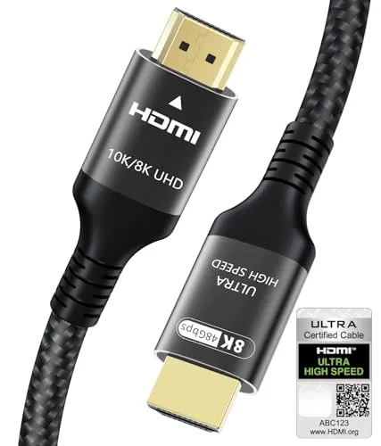 Zertifiziertes 10K 8K HDMI 2.1 Kabel 5M, 48Gbps Ultra High Speed HDMI® Kabel Ethernet CEC 4K 240Hz 200Hz 165Hz 144Hz 120Hz 8K 60Hz ARC eARC HDCP2.3 HDR10+ PC Laptop TV Monitor Projektor Sky-Q X-box