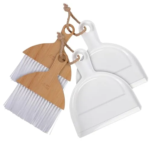 Sichler Haushaltsgeräte 2er set Handfeger und Kehrschaufel aus Bambus und Kunstoff, zum Aufhän