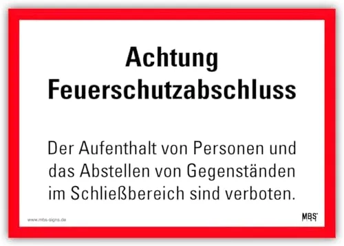 Aufkleber Hinweis + Text „Achtung Feuerschutzabschluss“ Brandschutz Feuerwehr Sticker Folie nach DIN 4066 | 14x20cm Made in Germany