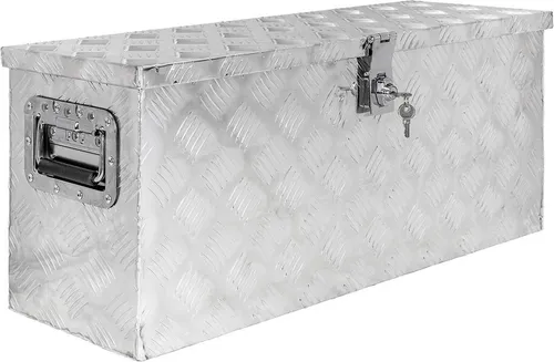 Trucky Anhänger-Deichselbox D055 - Robuste Aluminium Werkzeugkiste - Transportboxen für Werkstatt und Hobby, aus stabilem Aluminium, verschließbar und mit Gasdruckdämpfer für einfachen Zugang.