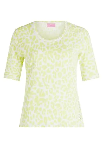 Betty Barclay Damen Basic Shirt mit Rippenstruktur 42, Cream/Green - Figurnahes Basic Shirt mit Rundhals-Ausschnitt und Flatlock-Nähten, ideal für vielseitige Kombinationen im Alltag.