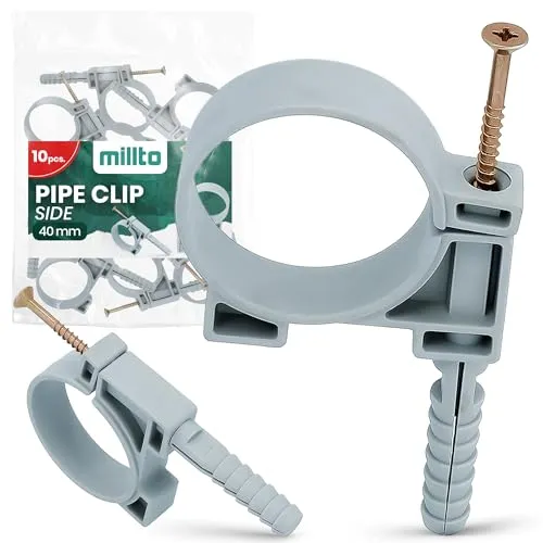 10x Millto Rohrklemme Rohrhalter Rohrschelle Rohrclip PP 50 mm Seite Clipser Klemmschelle Wasserrohrschellen Wasserrohrhalter Rohraufhänger Halterung Kunststoff