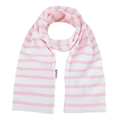 modAS Unisex Bretonischer Schal mit Streifen und uni verschieden Farben - Herrenschal Damenschal Kinderschal 20x160 cm in Weiß-Rosa