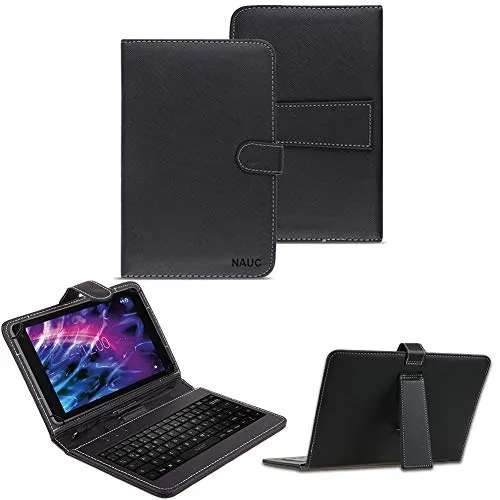 NAUC Hülle Tasche Keyboard Case für Medion Lifetab S10321 Tastatur QWERTZ Standfunktion Micro USB
