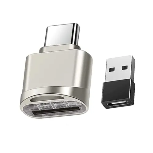 Micro SD Kartenleser USB C, Typ C Kartenleser mit USB C Adapter, OTG USB C auf Micro SD SDXC SDHC Kartenleser,Geeignet für Samsung, MacBook, C-Typ Smartphones, Tablets, etc. (Silber)