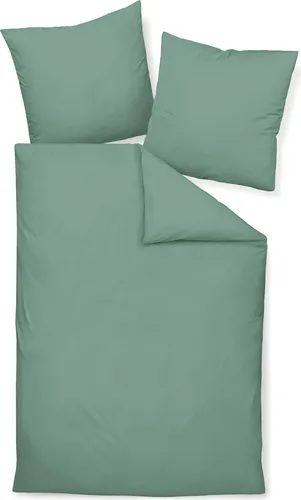 Janine Design Mako-Satin Bettwäsche-Garnitur Colors 31001 - salbeigrün 155x220 + 80x80cm - Bettwäsche aus 100% Mako-Baumwolle, atmungsaktiv und pflegeleicht. Mit hochwertigem Marken-Reißverschluss für einfachen Bezug. Ideal für erholsame Nächte und stilvolles Schlafzimmer.