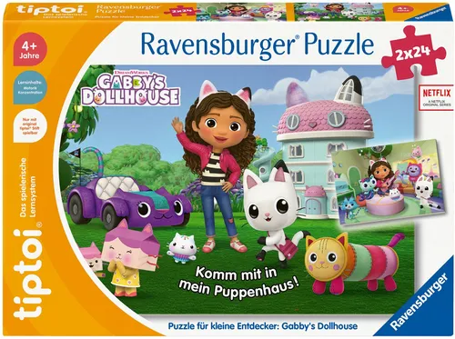 tiptoi Puzzle Gabby's Dollhouse für kleine Entdecker - 48 Teile (2x 24) für Kinder ab 4 Jahren, fördert spielerisch die Kreativität und das Entdecken in der Welt von Gabby's Dollhouse.