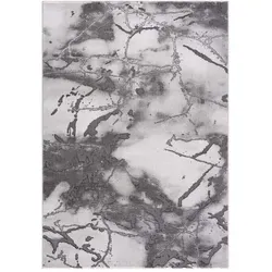 carpet city Teppich-Läufer - 80x300 cm Kurzflor Grau mit Abstraktem Muster - Teppiche für Flur und Wohnzimmer, modernes Design in 3D-Optik, pflegeleicht und fußbodenheizunggeeignet, ideal für jedes Zuhause.