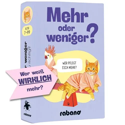 Mehr oder Weniger - Schätzspiel ab 2 Personen - Spiel für Erwachsene & Kinder ab 7 Jahren - Tolles Kartenspiel für 2+ Spieler - Familienspiel, Gesellschaftsspiel oder zu zweit