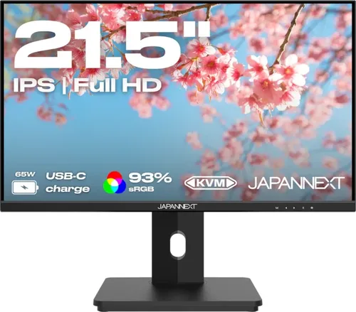 JapanNext 21,5 Zoll IPS Full HD Monitor mit USB-C und Höhenverstellung - Monitore mit 21,5 Zoll IPS Full HD (1920x1080), USB-C PowerDelivery und ergonomischer Höhenverstellung für optimalen Komfort und Farbdarstellung.