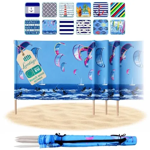 Lantigo Strandparavent Mikrofaser | Windschutz 80cm