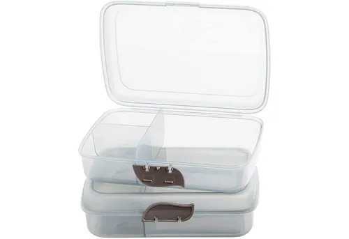 Centi Lunchbox Lunchbox mit Fächern und Clickverschluss, grau, Kunststoff, (2er-Set)