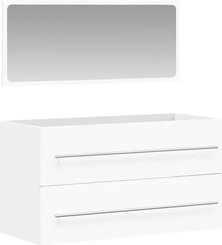 Badschrank mit Spiegel in Weiß aus Holzwerkstoff