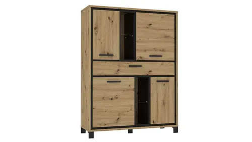 Highboard Anrichte Schrank Trondheim in Artisan Eiche - Kommode im industriellen Stil, freistehend und mit praktischer Schublade für zusätzlichen Stauraum, ideal für das Wohnzimmer.