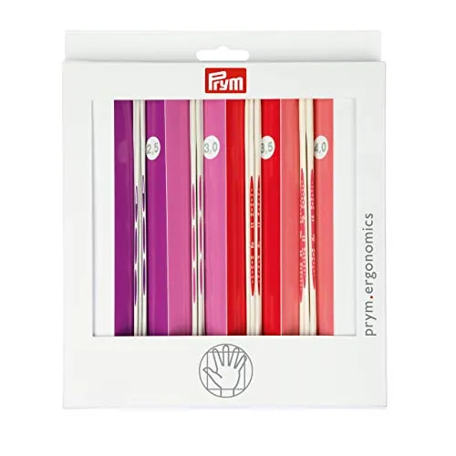 Prym 194000 Strumpfstricknadel Set prym.ergonomics, 2,5-4,0mm - Stricknadeln Set aus 4 Nadelspielen in verschiedenen Stärken, leicht und flexibel, mit tropfenförmigen Spitzen für ein gleichmäßiges Maschenbild und exklusiven Soderfarben.