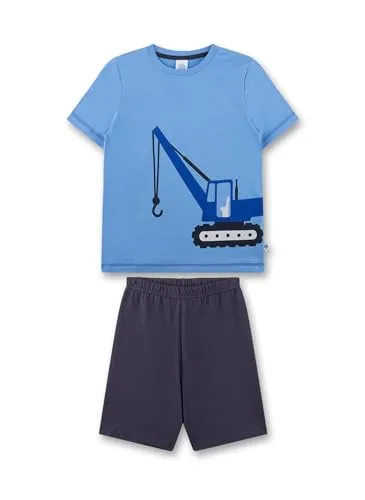 Sanetta Jungen-Schlafanzug kurz blau - Schlafanzüge für Jungen - Hochwertiger und bequemer Baumwoll-Pyjama für erholsamen Schlaf, pflegeleicht und formbeständig, ideal für jeden Tag.