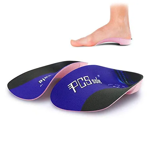 PCSsole 3/4 Orthopädische Einlegesohlen für Plattfüße, Plantarfasziitis, Fersensporn, halbe Schuheinlagen mit hoher Fußgewölbe, Schuhe Einlagen lindern Fersenschmerzen für Damen & Herren, Blau, L.