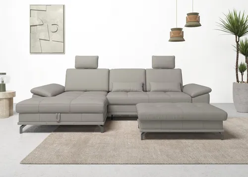 OTTO home Ecksofa Costello L-Form, B: 301 cm mit Sitztiefen-, Armteilverstellung &, 3 Nierenkissen, optional Bettfunktion & Bettkasten