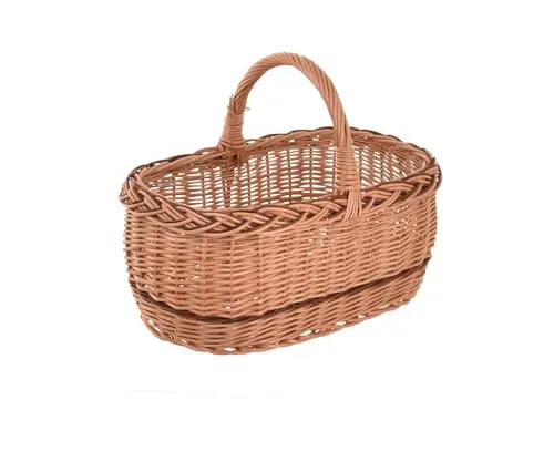 Aqbau Kleiner Weidenkorb Einkaufskorb mit Henkel 36×23×27 cm – Geflochtener Flechtkorb aus Vollweide, Leicht & Stabil, Natur, Nachhaltig, Dekokorb