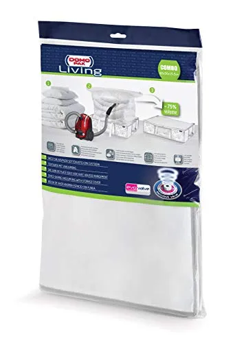 Domopak Living Vakuumbeutel mit Tasche, weiß und grau, 65 x 50 x 15,5 cm, 913051