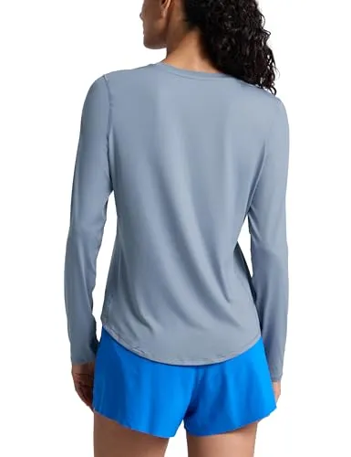Produktbild CRZ YOGA Damen Sport Leichtes Langarmshirt Oberteile Yoga Rundhalsausschnitt Laufen Workout Long Sleeve Shirts grau 38