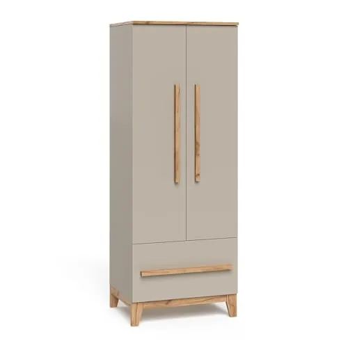 Vitalispa Kinderkleiderschrank Malia, 70 x 186.8 cm, Cashmere/Artisan - Der Kinderkleiderschrank 'Malia' bietet durchdachten Stauraum mit 4 Einlegeböden, einer Kleiderstange und einer Schublade. Ideal für die Organisation der Kleidung und das moderne Design passt perfekt in jedes Kinderzimmer.