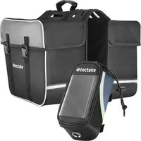 TecTake Fahrradtaschen Set Georg - Wasserabweisend & Praktisch - Ideal für Radtouren: Das Set umfasst eine große Gepäckträgertasche und eine kompakte Rahmentasche aus wasserabweisendem Material. Mit viel Stauraum, ergonomischem Tragegriff und Reflektorstreifen für mehr Sicherheit.