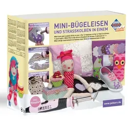 PEBARO 0217 - Bastelset Mini-Bügeleisen und Strasskolben - Basteln leicht gemacht mit diesem Set, das ein Mini-Bügeleisen und Strasskolben in Einem sowie 14 Aufsätze für kreative Projekte bietet.