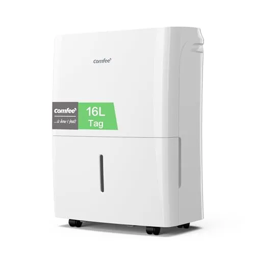 Comfee Luftentfeuchter 16L - 16L Entfeuchtungsleistung, APP-fähig und ideal für Räume bis 80m², Smart-Modus und Timer 24H