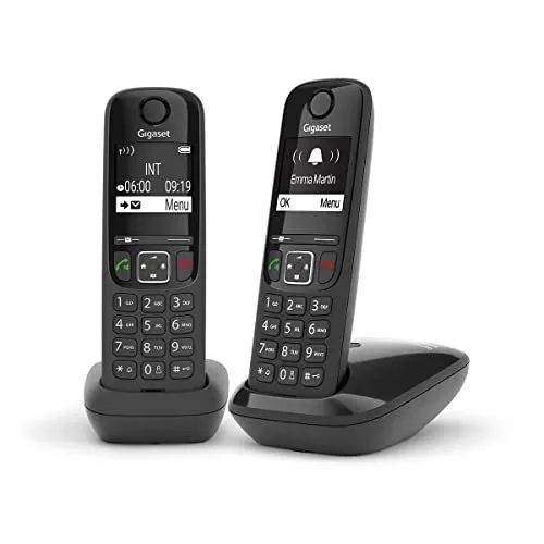 Gigaset AS690 Duo - Schnurlostelefon mit zusätzlichem Handset - Festnetztelefon mit Rufnummernanzeige, ECO DECT-GAP Technik und zusätzlichem Handset für flexiblen Einsatz in jedem Raum.