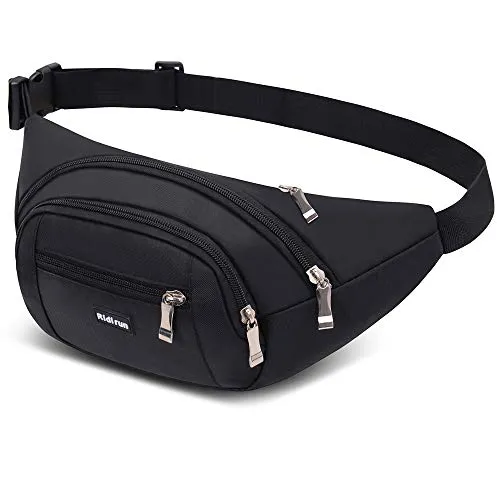 Wasserdichte Bauchtasche Gürteltasche Hüfttasche für Damen und Herren,3 Reißverschluss Taschen Wandern Outdoor Sport Hüfttasche Urlaub Geld Pouch Pack