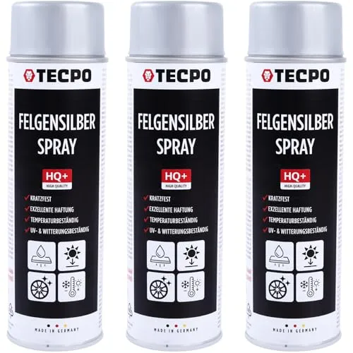 TECPO Felgensilber-Spray 3x500 ml – Hochglänzender Felgenlack