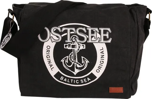 Robin Ruth Umhängetasche Ostsee Schwarz Weiß - Umhängetasche aus Baumwolle mit Anker-Motiv, ideal für Business und Freizeit. Stilvolles Design in schwarz und weiß, perfekt für jede Gelegenheit.