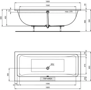 Ideal Standard Dolce Vita Duo-Badewanne 180 x 80 cm von Ideal Standard