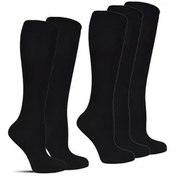 Socked Kniestrümpfe Damen Kniestrümpfe, Baumwolle (6-Paar, 4 verschiedene Farben) Baumwolle, lange Socken,Strümpfe, guter Halt, kniehoch, Uni / Karo bunt 35-38