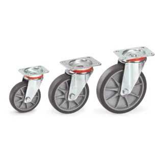 Lenkrolle TPE 200mm - 250kg Tragkraft - Transportgeräte & Rampen: Robuste Lenkrolle mit 200mm Durchmesser, ideal für schwere Lasten bis 250kg, verzinkte Oberfläche für Langlebigkeit.