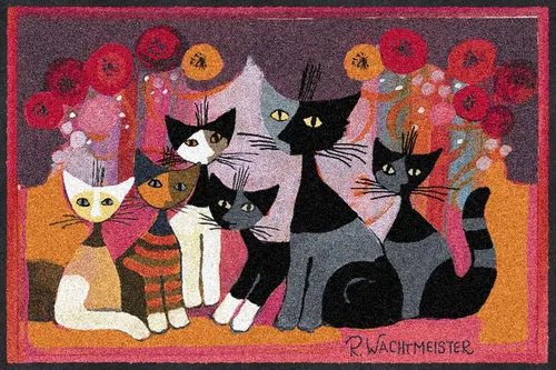 Rosina Wachtmeister Fußmatte Festa dei Gatti 50x75 cm in pink von Salonloewe