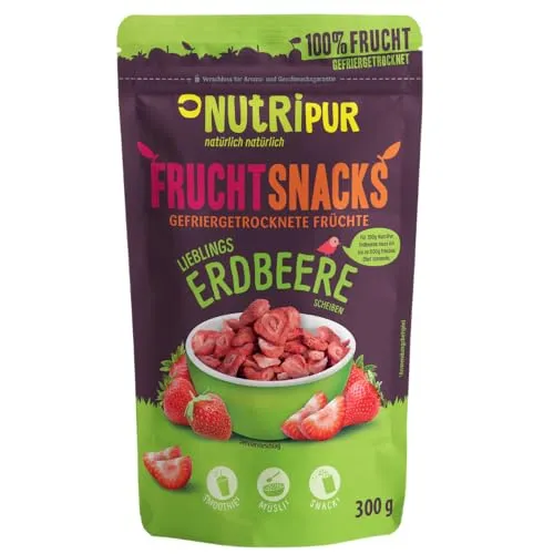 Erdbeeren gefriergetrocknet 300g: getrocknete Erdbeerscheiben ungezuckert
