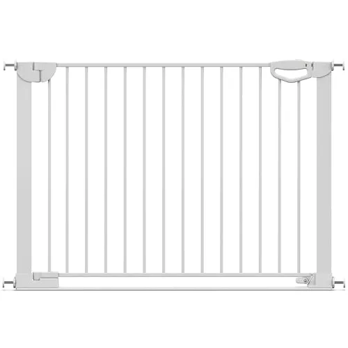 Geuther Türschutzgitter Easylock Flatstep Weiß I Treppenschutzgitter zum Klemmen oder Bohren I Breite 111-118 cm I Türschutz für Ihr Baby & Haustier I Kinderschutzgitter beidseitig öffnend