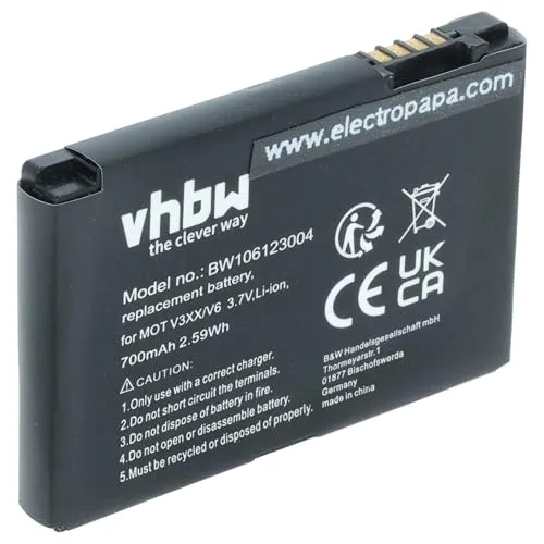 vhbw 1x Akku Ersatz für Motorola BZ60 für Handy Smartphone Telefon (700 mAh, 3,7 V, Li-Ion)