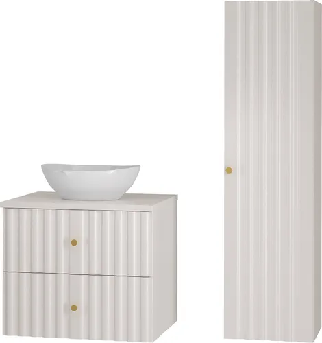 Badezimmer Set 2-teilig inkl. Waschbecken modern in weiß matt AQUINO-140