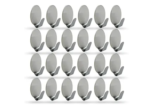 Bestlivings Wandhaken 76409 Selbstklebehaken, Badezimmer, Türen, Duschen, ebene Flächen, glatte Flächen, (Oval, 24-St., 1,8cm x 2,7cm), Silber aus Edelstahl, Rostfrei Aufhänger Bilderhaken ohne Bohren