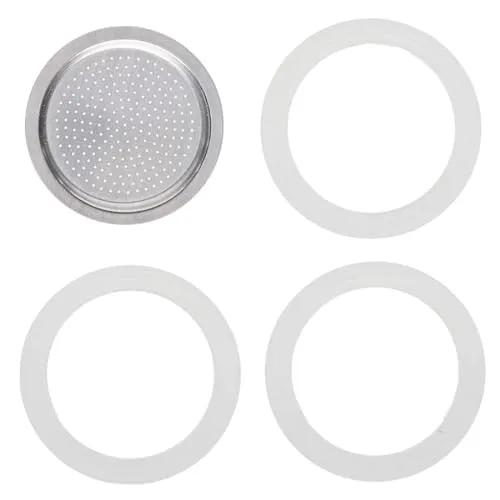 Stück Espressokocher Dichtungsring 6 Tassen, Ersatzdichtung Silikon, Dichtungsringe für Kaffeekannen, Mit 1pc Aluminium-Siebeinsatz, Ersatzdichtung für Espressokocher (6 Tassen) 3