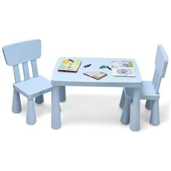 COSTWAY 3 TLG. Kindersitzgruppe - Kinderzimmermöbel-Set mit Tisch und 2 ergonomischen Stühlen, ideal für kreative Aktivitäten und Hausaufgaben, leicht zu reinigen und sicher für Kinder von 1-7 Jahren.