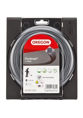 Oregon 111081E Gezahnter FlexiBlade-Mähfaden 2,65mm, 53 Meter-Spule - Rasentrimmerfäden mit scharfer Kante für effizientes Schneiden von Unkraut und Brombeersträuchern. Ideal für gewerbliche Landschaftspflege, reduziert Lärm und Kraftstoffverbrauch.