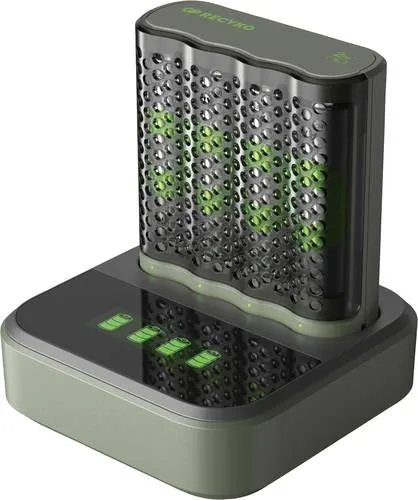 GP RECYKO USB-Ladegerät M452 inkl. 4 x AA 2600 mAh NiMH-Akkus - USB-Ladegerät mit 4 leistungsstarken AA 2600 mAh NiMH-Akkus, umweltfreundlich und ideal für nachhaltige Energieversorgung.