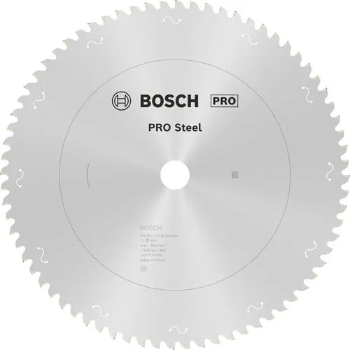 Bosch PRO Steel Kreissägeblätter für Kapp- und Gehrungssägen - Kreissägen-Zubehör für präzises, funkenfreies Schneiden von Baustahl – ideal für Metallbauer und Elektriker. Lieferumfang: PRO Steel Kreissägeblatt, 305 x 2,2 x 25,4 mm, T72.