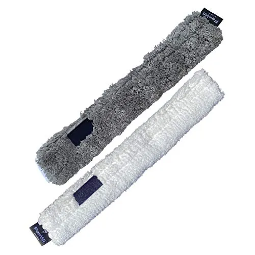 FenWi Ersatz-Wischbezug für FenWi Profi Kombi-Fensterwischer FW-KWE-35 und 35cm Einwascher im 2er-Set, Putzrolle (35/40cm) / 100% Polyester (Mikrofaser)