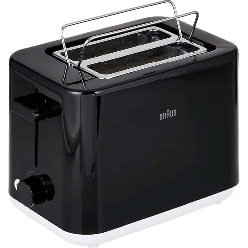BRAUN Breakfast Toaster HT 1010.BK - 2-Schlitz Toaster mit separatem Brötchenaufsatz und 8 Bräunungsstufen für perfektes Toasten. Ideal für ein schnelles Frühstück!